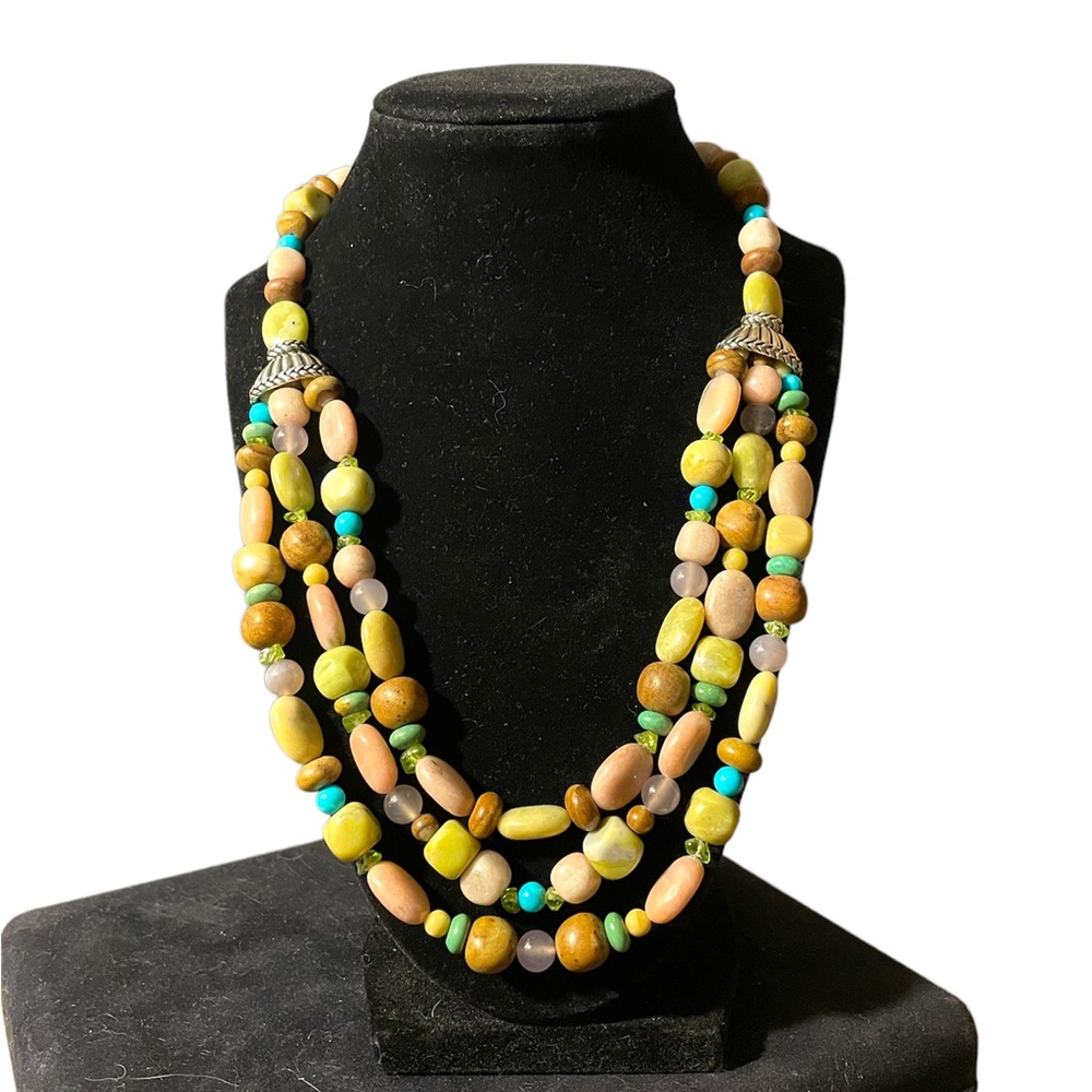 Carolyn Pollack Relios Vintage Sterling Silver Semi Precious Gems Necklace 150g